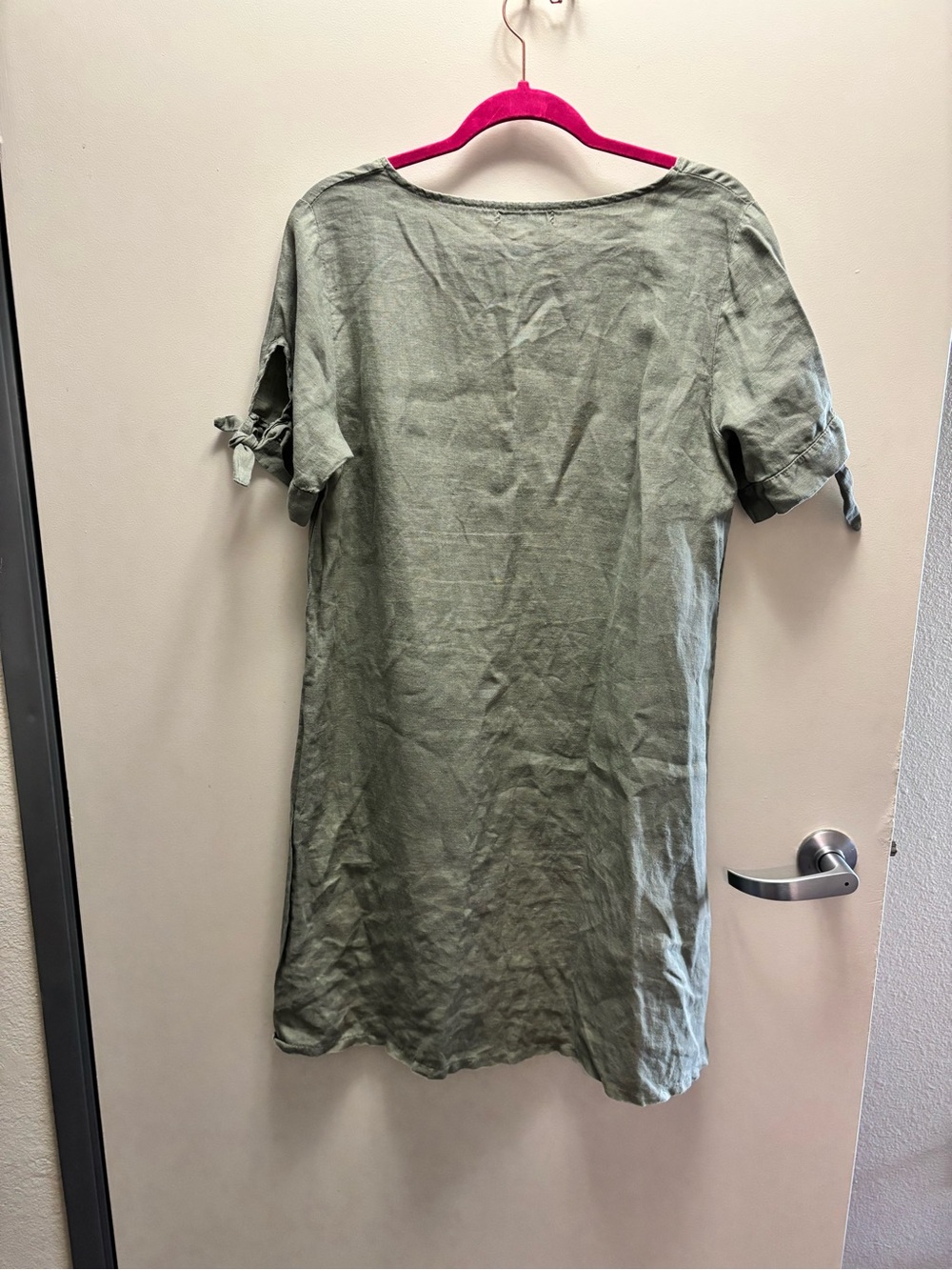 Terzo Millennio Olive Green 100% Linen dress - Picture 3 of 4